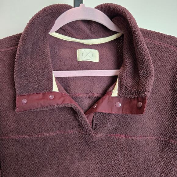 Men's Thread and Supply T-Snap Fleece Pullover Sweater Burgandy XL - Picture 2 of 6